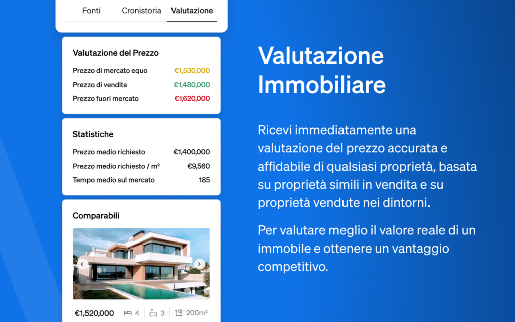 Valutazione dei prezzi all'interno dell'estensione Chrome di CASAFARI AI