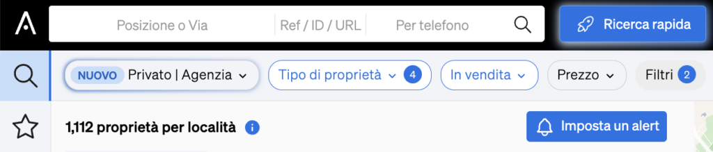 Ricerca rapida all'interno di CASAFARI, grazie all'intelligenza artificiale.